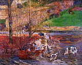 Paul Gauguin Canvas Paintings - Landscape with Gees